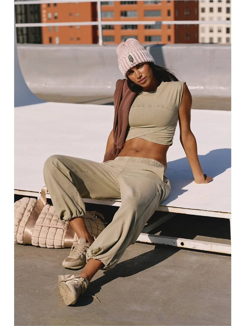 Free People Movement Hot Shot Crossover Pants Sage Stone - Picture 4 of 9